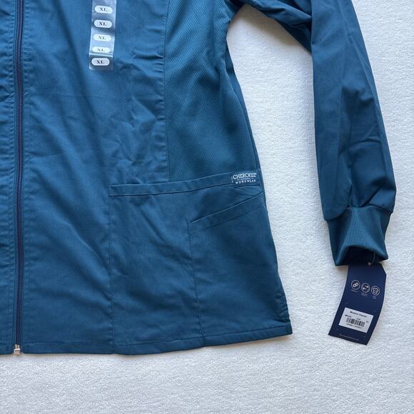 NWT Cherokee Workwear Professionals Womens XL Zip Scrub Jacket CAR Blue WW390 - Picture 9 of 14